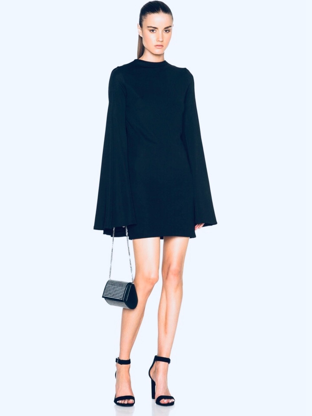 Brandon Maxwell Pleated Caped Back Mini Dress In Navy Size 2 $2,695.00